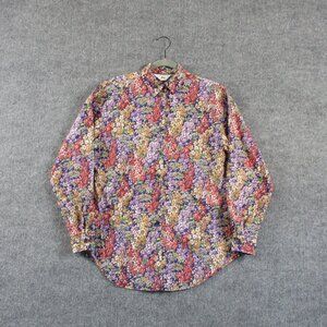 VINTAGE Andrew McMullan Shirt Womens 8 Pink Blue Floral Print Lilac USA Made